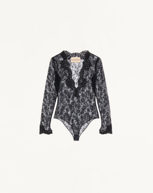 Valentino Stretch Lace Bodysuit Woman Black S