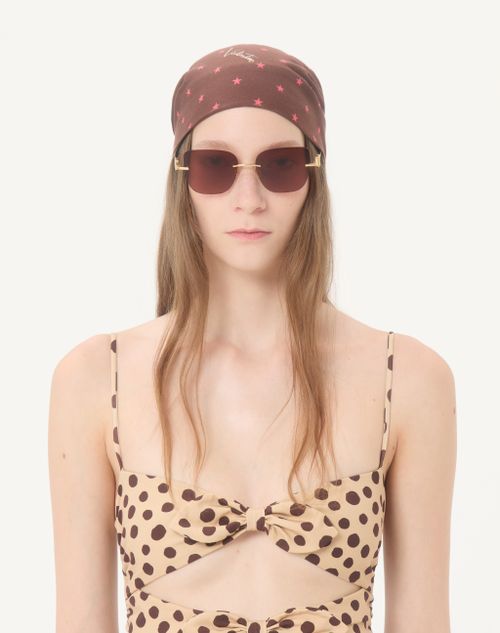 Valentino - Einteiliger Badeanzug Aus Lycra Mit Dalmata Plus De Pois-punktmuster - Beige/schokolade - Frau - Bademode
