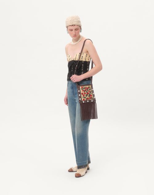 Valentino Garavani - Valentino Garavani Nellcôte Small Shoulder Bag In Jacquard Raffia With Cherryfic Pattern - Multicolour/testa Di Moro - Woman - Shoulder Bags
