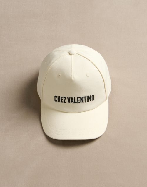 Valentino Garavani - Chez Valentino Cotton Baseball Cap - Black/ivory - Woman - Hats And Gloves