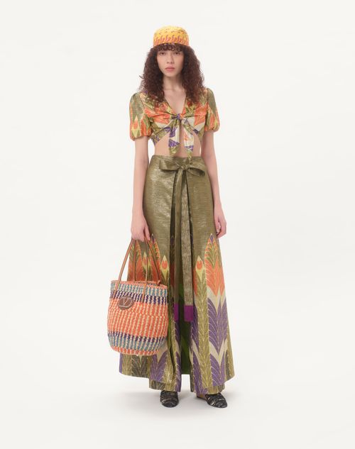 Valentino - Lurex Top With Voyage Imaginaire Print - Multicolor - Woman - Shirts And Tops