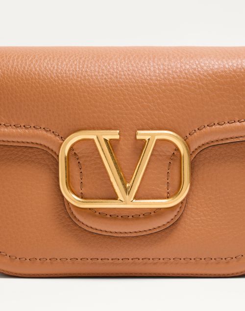 Valentino Garavani - Valentino Garavani Alltime Grainy Calfskin Shoulder Bag - Almond - Woman - Shoulder Bags