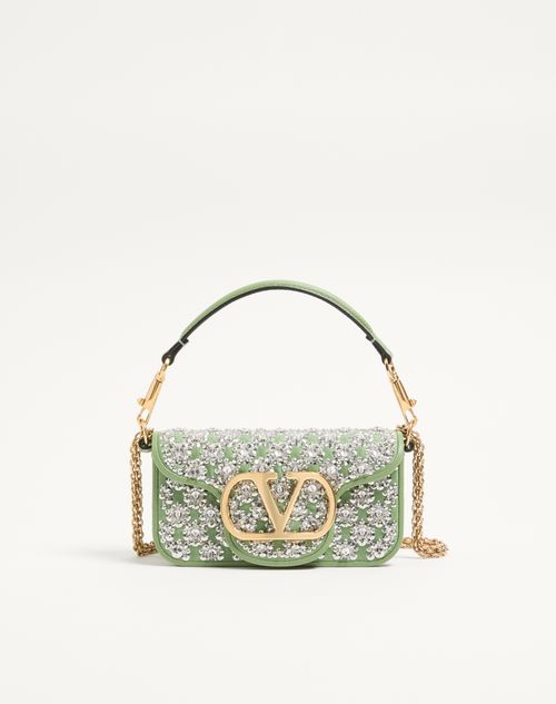 Valentino Garavani - Valentino Garavani Locò Small Embroidered Shoulder Bag - Mint/crystal - Woman - Shoulder Bags