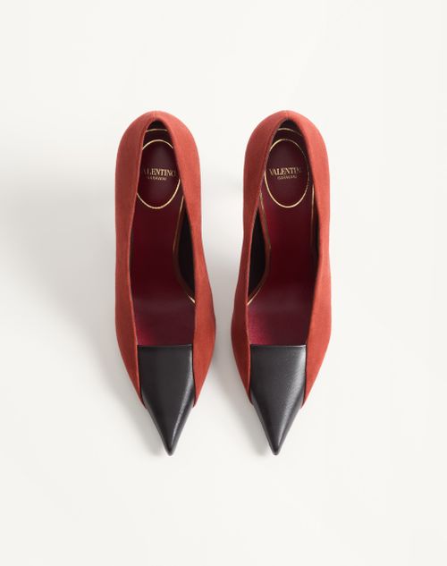 Valentino Garavani - Décolleté Révélé In Camoscio 105mm - Ruggine/nero - Donna - Décolleté E Slingbacks