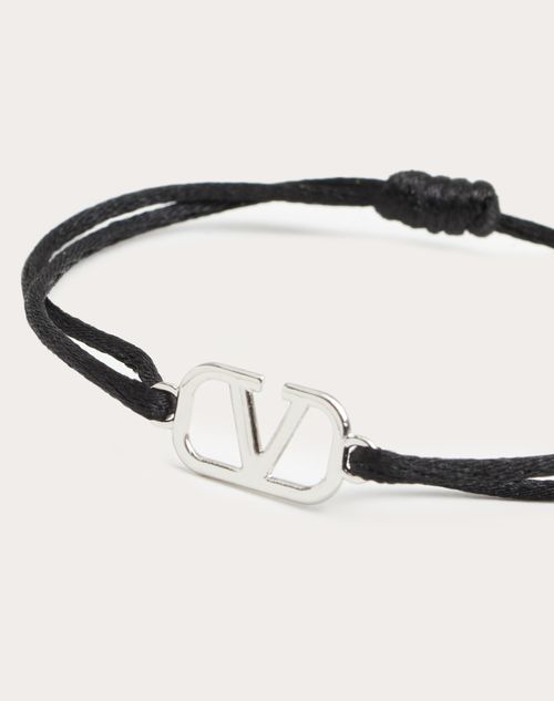 Valentino Garavani - Bracciale Vlogo Signature In Cotone - Nero - Uomo - Gioielli