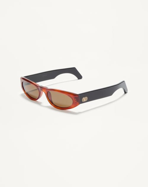Valentino - Geometric Acetate Eyewear - Havana/brown - Unisex - Eyewear
