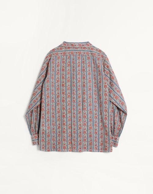Valentino - Cotton Muslin Pyjama Shirt With Voyage Imaginaire Print - Beige/blue/red - Man - Shirts