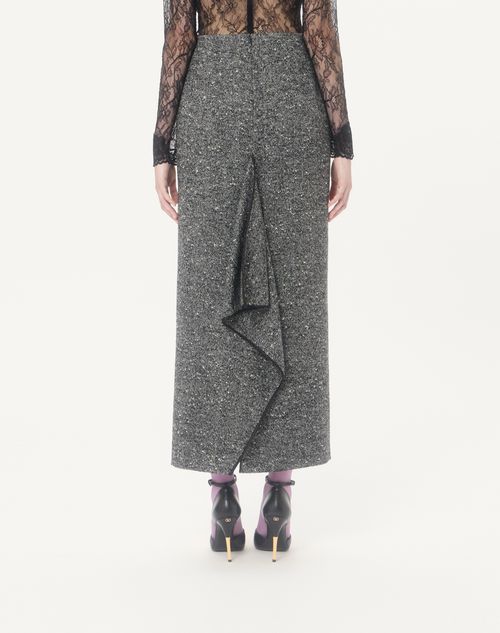 Valentino - Langer Chevron-bouclé-rock - Weiss/ Schwarz - Frau - Röcke