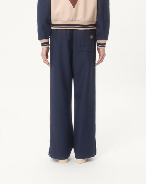 Valentino - Nylon Pants With Vlogo Patch - Blue - Man - Pants And Shorts