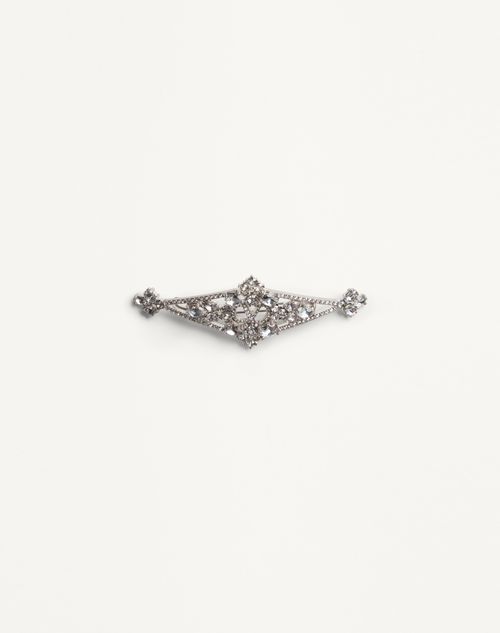 Valentino Garavani Rêve Radieux Hairclip In Metal And Swarovski® Crystals Woman Palladium/crystal Un