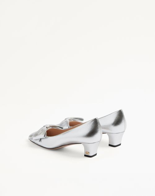 Valentino Garavani - Bowow Pumps In Laminated Nappa 45mm - Silver - Woman - Pumps