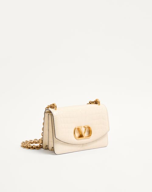 Valentino Garavani - Valentino Garavani Vain Small Shoulder Bag In Crocodile Leather - Butter - Woman - Shoulder Bags