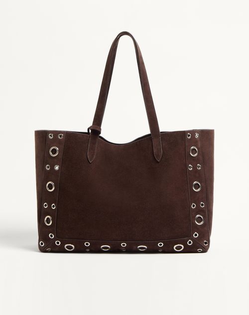Valentino Garavani - Valentino Garavani Mittlere Nellcôte Einkaufstasche Aus Wildleder - Braun - Frau - Shopper