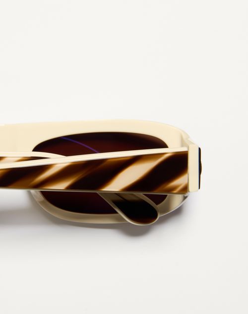Valentino - Sleek Rectangular 90s Acetate Eyewear - Ivory/amber - Unisex - Eyewear