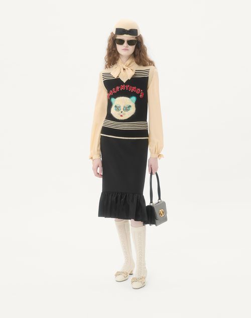 Valentino - Le Chat De La Maison Embroidered Gilet - Black/multicolor - Woman - Knitwear