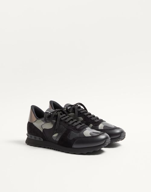 Valentino Garavani - Rockrunner Camouflage Noir Metallic Sneaker - Black - Man - Sneakers