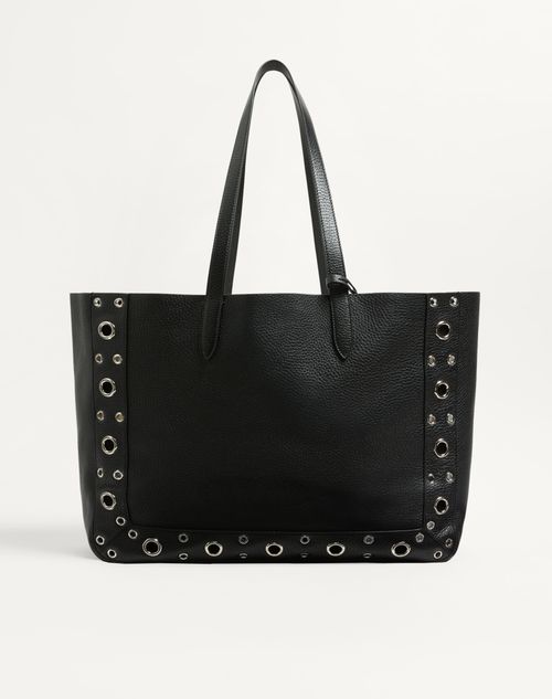 Valentino Garavani - Valentino Garavani Nellcôte Large Tote Bag In Grainy Calfskin - Black - Man - Totes