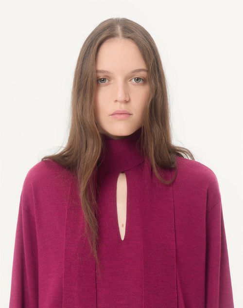Valentino - Wool Sweater With Scarf - Raspberry - Woman - Knitwear