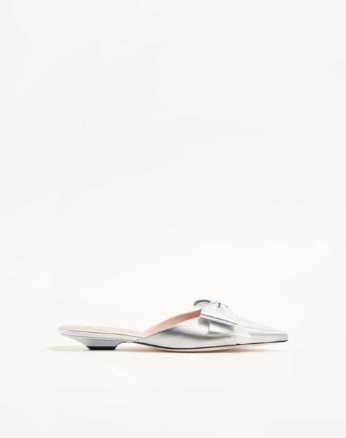 Valentino Garavani - Bowow Mule In Laminated Nappa 20mm - Silver - Woman - Ballerinas