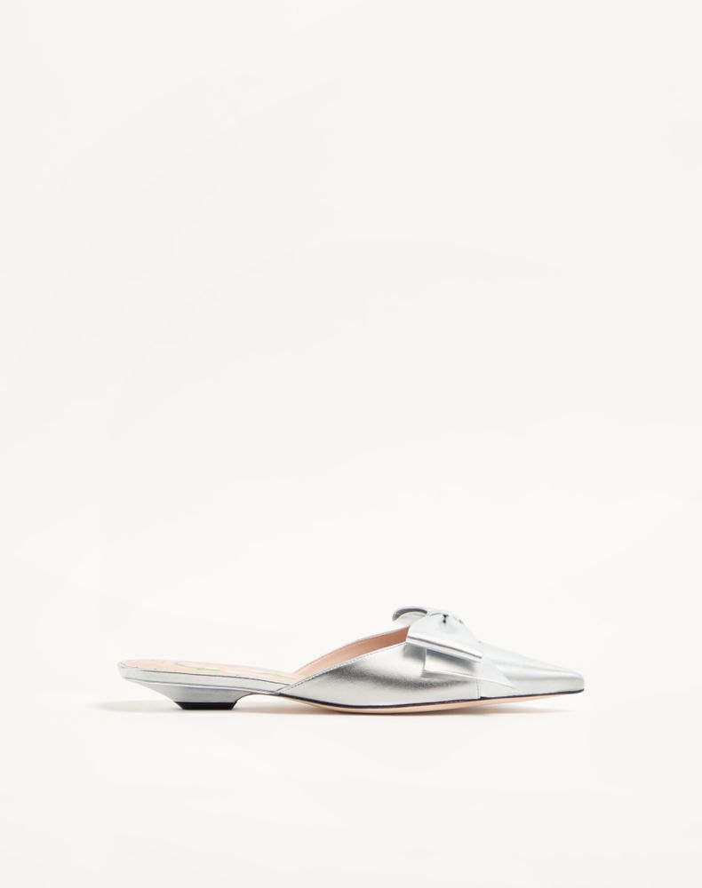 Valentino Garavani Women's Silver Bowow Mule In Laminated Nappa 20Mm Woman 39