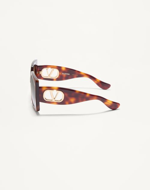 Valentino - Rectangular Acetate Eyewear - Havana/brown - Woman - Eyewear