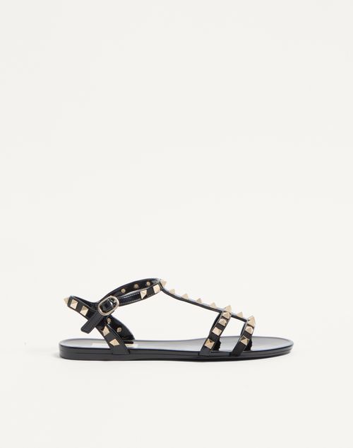 Valentino Garavani - Rockstud Flat Rubber Sandal - Black - Woman - Sandals