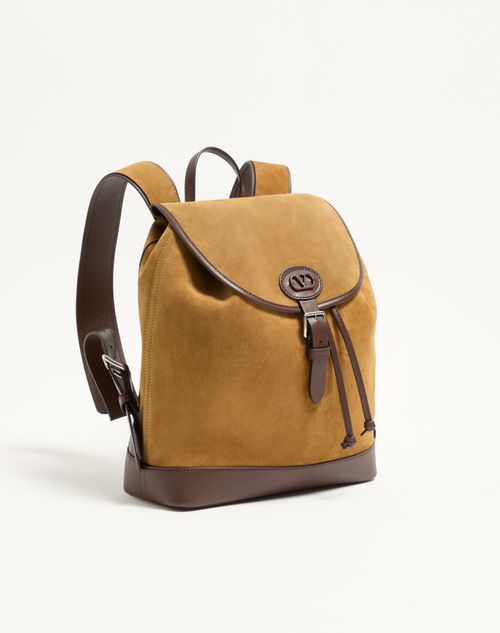 Valentino Garavani - ヴァレンティノ ガラヴァーニ アンティーブ スエード バックパック - ハバナ/ベージュ - メンズ - バックパック