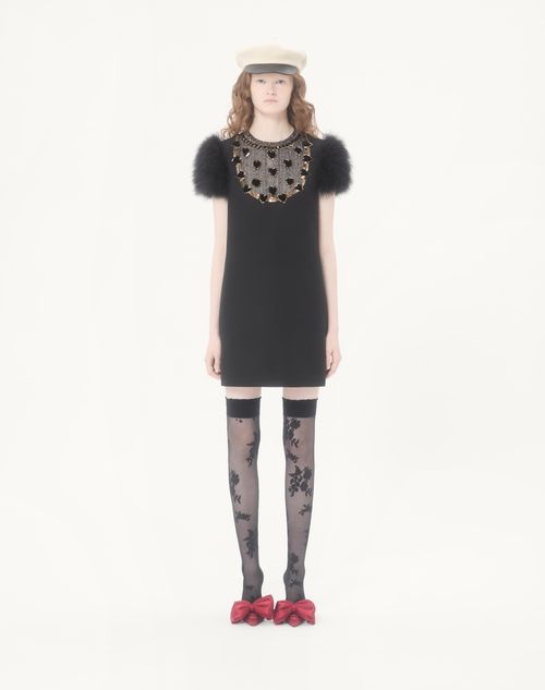 Valentino - Embroidered Crepe Couture Short Dress - Black/gold/silver - Woman - Dresses