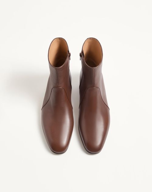 Valentino Garavani - Pat Ankle Boot In Kidskin - Bark Brown - Man - Boots