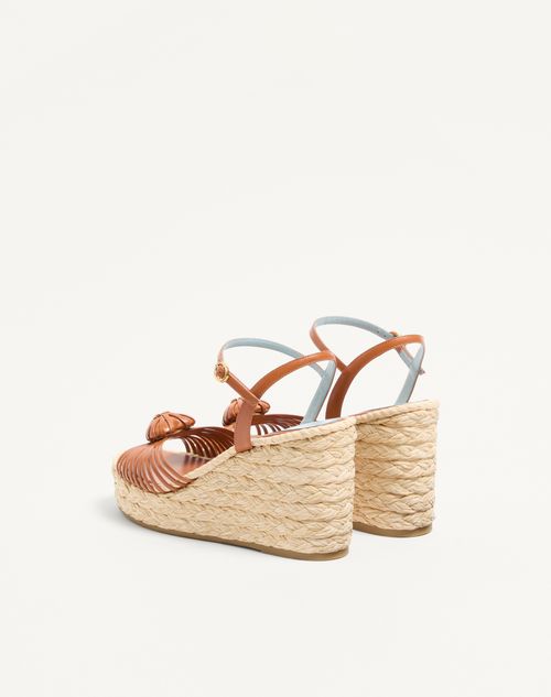 Valentino Garavani - Royal Wedge Kidskin Sandal 100mm - Roasted Pecan - Woman - Espadrilles And Wedges