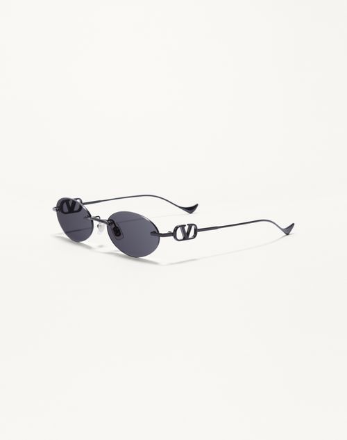 Valentino - Geometric Metal Eyewear - Black/grey - Woman - Eyewear