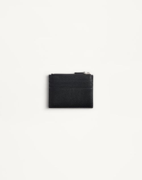 Valentino Garavani - Vlogo Signature Grainy Calfskin Card Holder - Black - Man - Wallets And Small Leather Goods