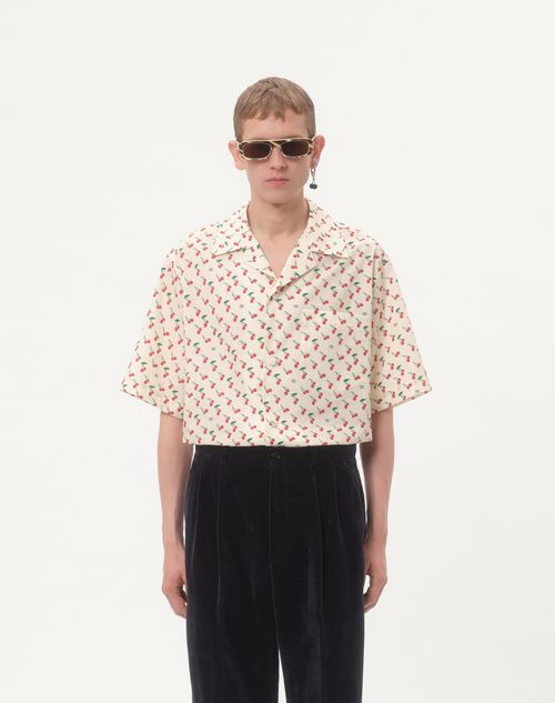 Valentino - Cotton Poplin Bowling Shirt With Cherryfic Print - Butter - Man - Shirts