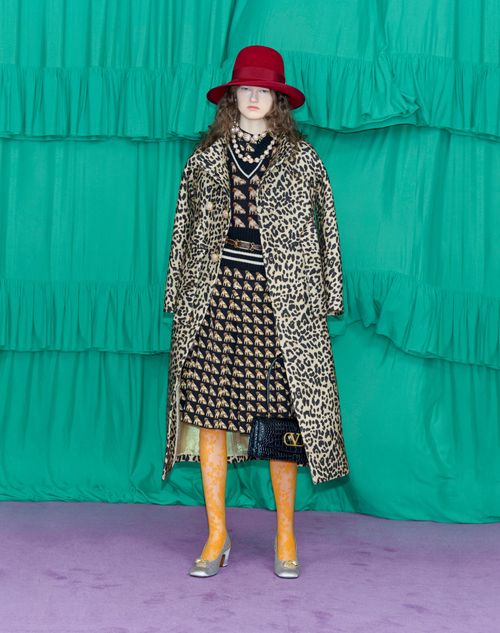 Valentino - Cloth Coat In Animalier Print - Animal Print - Woman - Coats And Outerwear