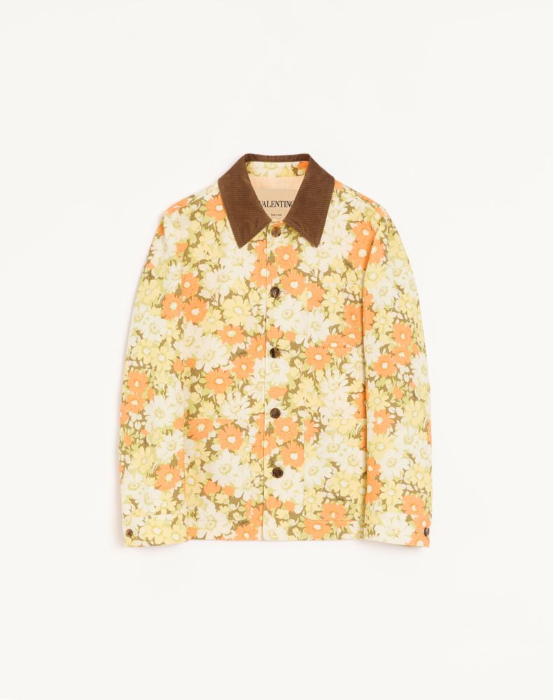 Valentino Homme Multicolor Surchemise En Drill De Coton À Imprimé Papier Floral 54