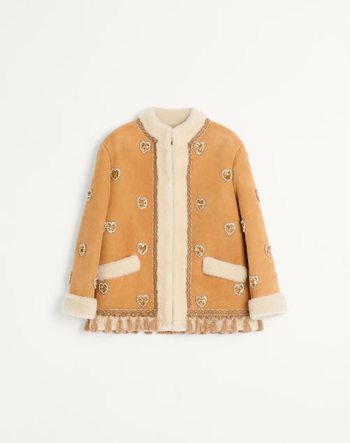 Valentino - Piel De Oveja Bordada - Beis - Mujer - Abrigos Y Chaquetas