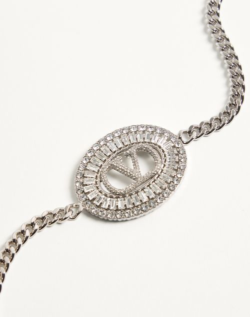 Valentino Garavani - Vlogo Signature Chain Belt With Crystals - Palladium/crystal - Woman - Belts