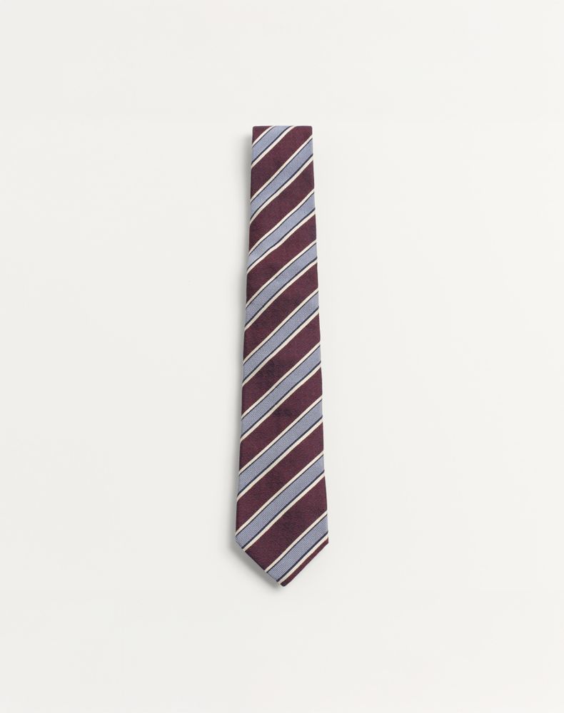 Valentino Garavani Men's Maroon/Azure Valentie Striped Silk Tie Man Uni