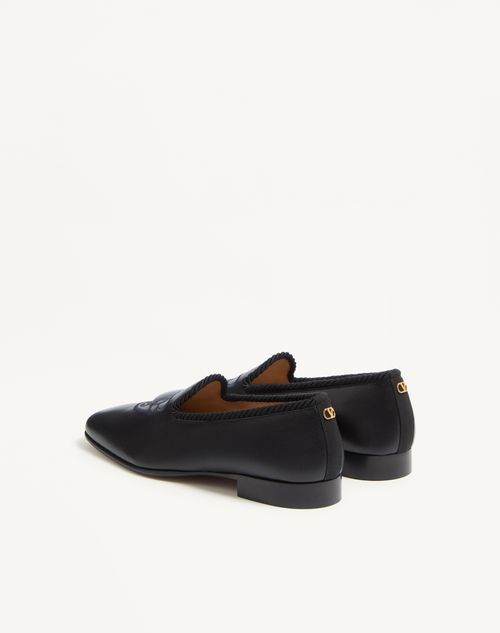 Valentino Garavani - Les Alcôvettes Moccasin In Kidskin - Black - Man - Loafers And Driver