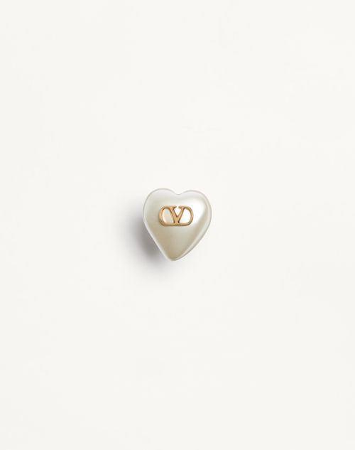 Valentino Garavani - Vlogo Signature Metal And Pearl Earrings - Gold/cream - Woman - Jewellery