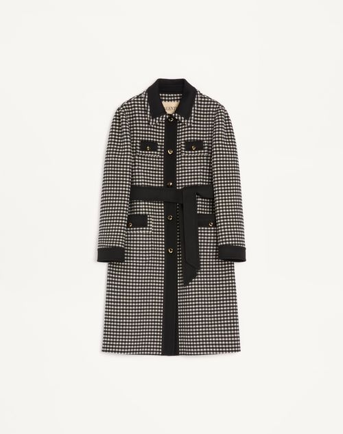 Valentino Mikro-vichy-mantel Frau Elfenbein/schwarz 46 In Animal Print