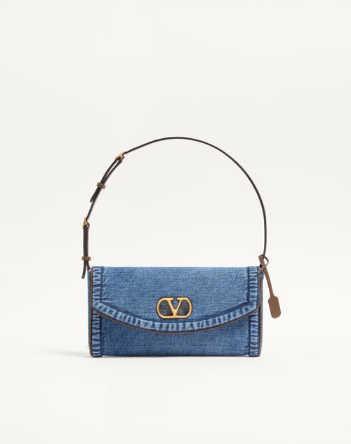 Valentino Garavani - Valentino Garavani Devain Small Denim Shoulder Bag - Denim - Woman - Shoulder Bags