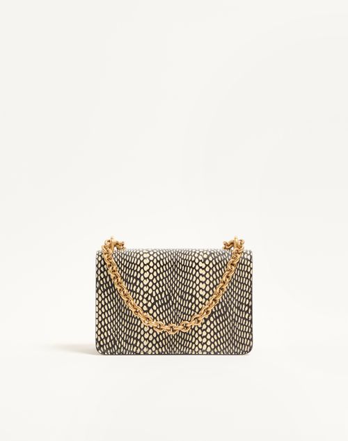 Valentino Garavani - Valentino Garavani Vain Elaphe Leather Shoulder Bag With Cobra Print - Ivory/black - Woman - Shoulder Bags