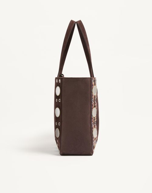 Valentino Garavani - Valentino Garavani Nellcôte Suede Shopping Bag - Testa Di Moro - Man - Totes
