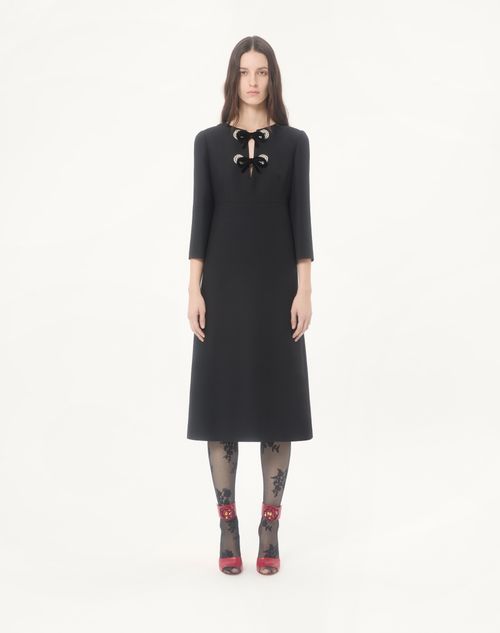 Valentino - Crepe Couture Midi Dress - Black/silver - Woman - Dresses