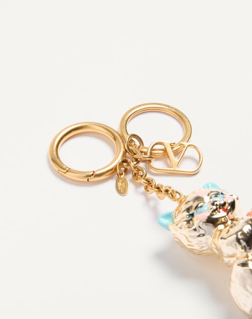 Valentino Garavani - Valentino Garavani Le Chat De La Maison Nylon Bag Charm With Key Ring - Antique Brass - Woman - Bag Charms And Keyrings