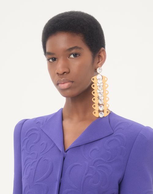 Valentino Garavani - Pages Single Earring In Metal And Crystal - Gold/crystal - Woman - Fashion Jewelry