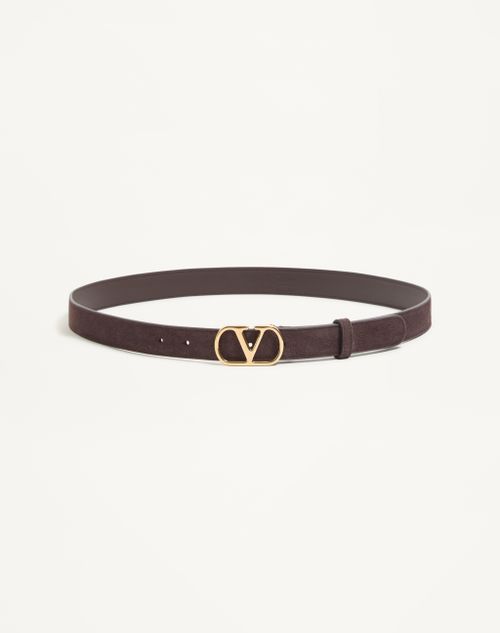 Valentino Garavani Vlogo Signature Belt In Suede Man Testa Di Moro 110
