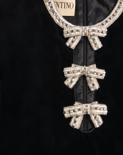 Valentino - Short Dress In Embroidered Sablé Velvet - Black/silver - Woman - Dresses