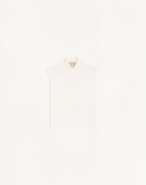 Valentino - Camicia In Popeline Ricamata - Bianco - Donna - Camicie E Top